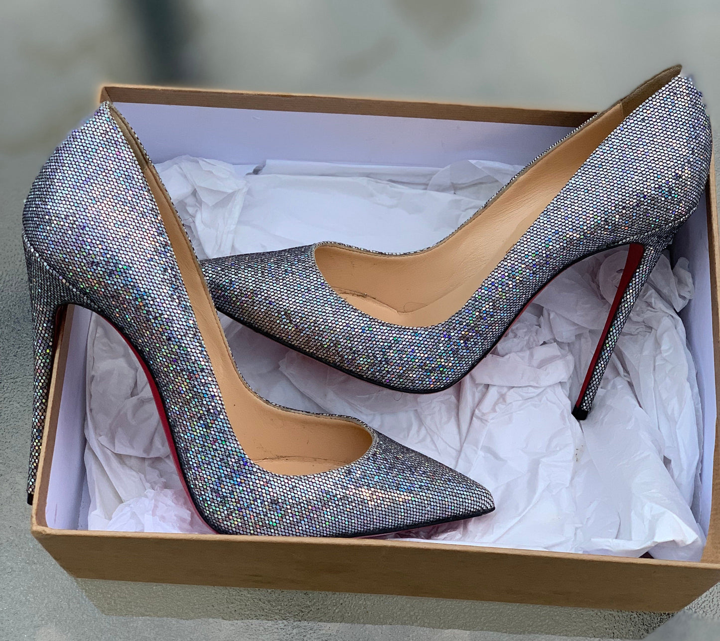 CHRISTIAN LOUBOUTIN SO KATE 120 GLITTER DISCO BALL SIZE 38.5