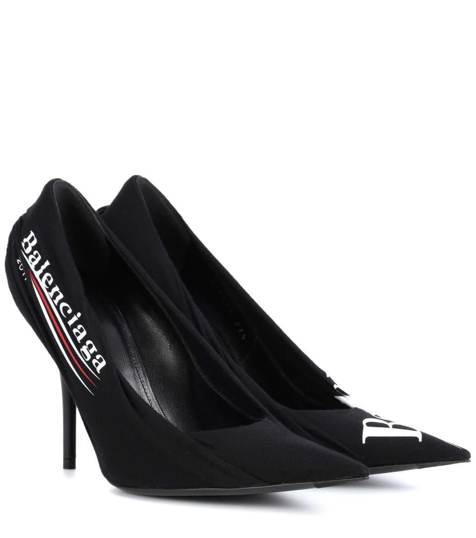 Balenciaga black campaign logo knife heels