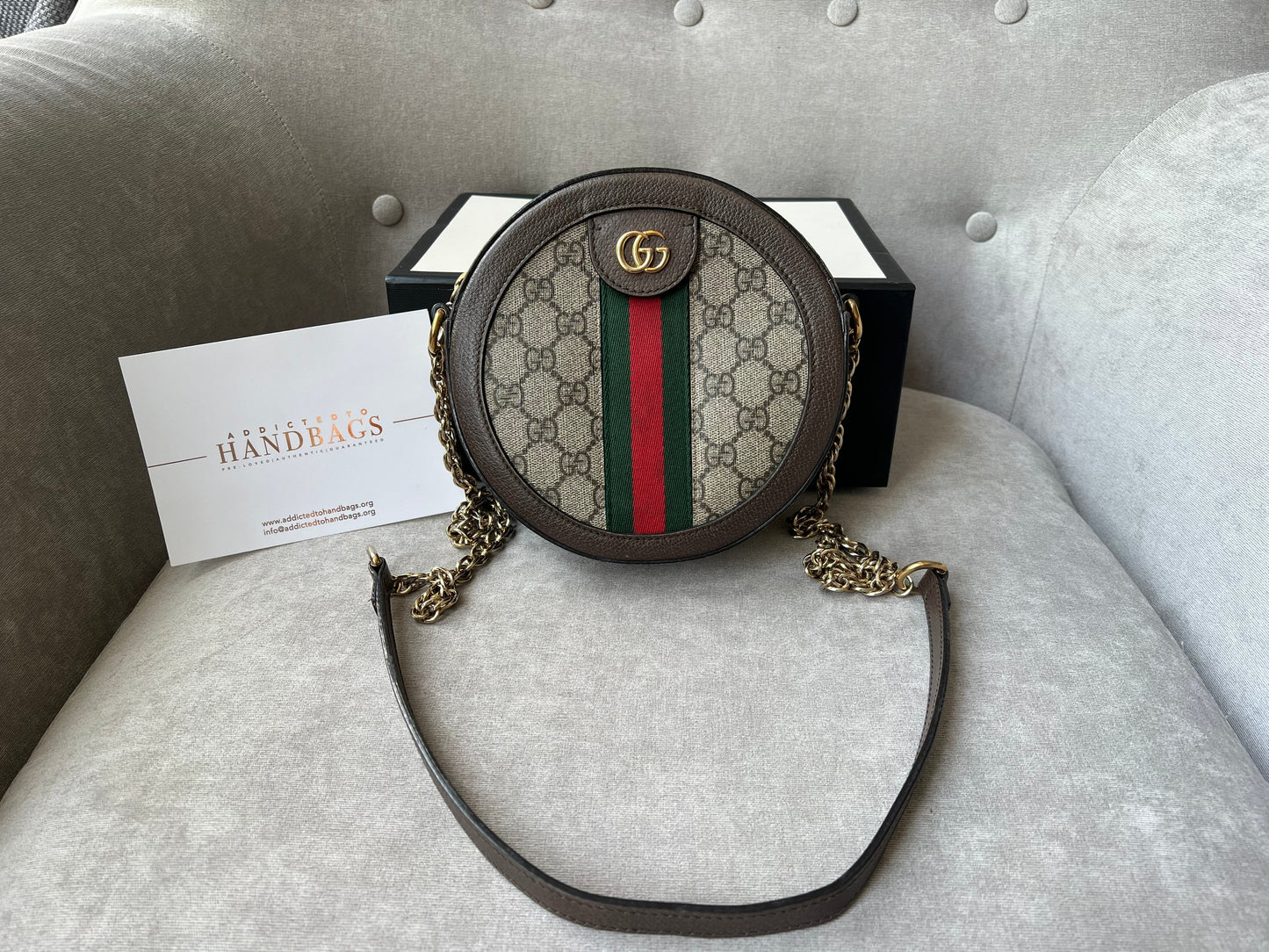 Luxury Gucci GG Ophidia Mini GG Round Shoulder Bag