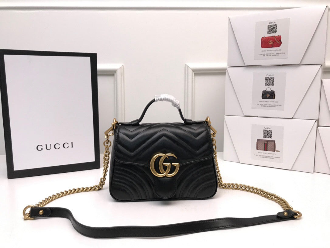 Luxury Gucci GG Marmont Mini Top Handle Bag