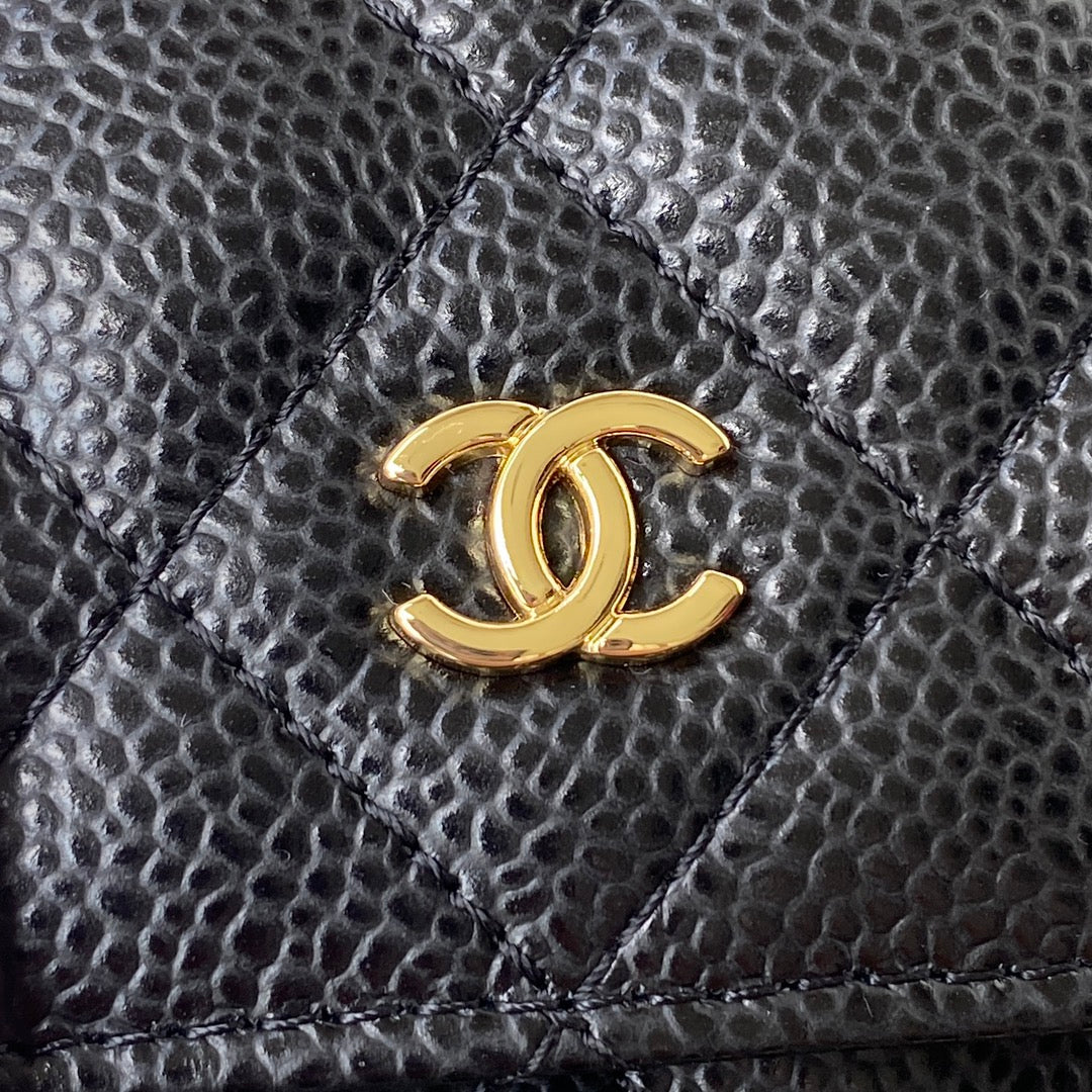 Luxury Chanel CLASSIC WALLET ON CHAIN BLACK CAVIAR, GOLD HARDWARE