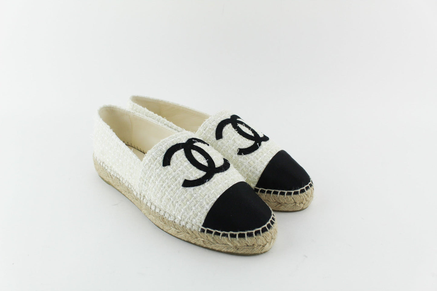 Chanel Espadrilles Tweed Ivory and Black