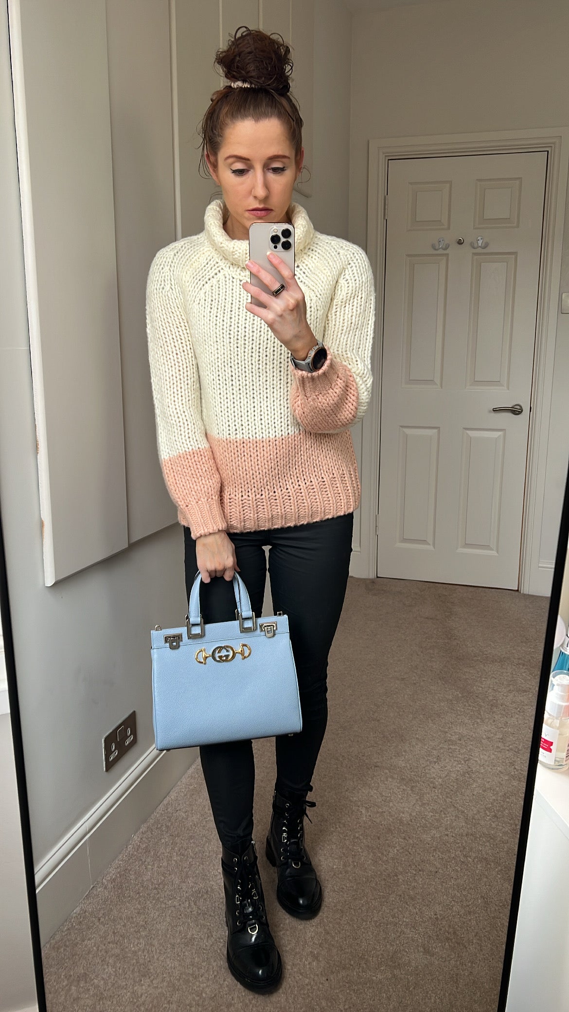 Luxury Gucci Pale Blue Medium Zumi Tote