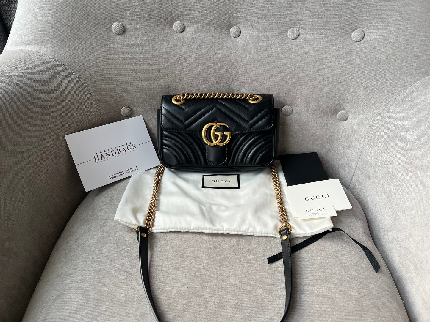 Luxury Gucci GG Black Marmont Mini Shoulder Bag