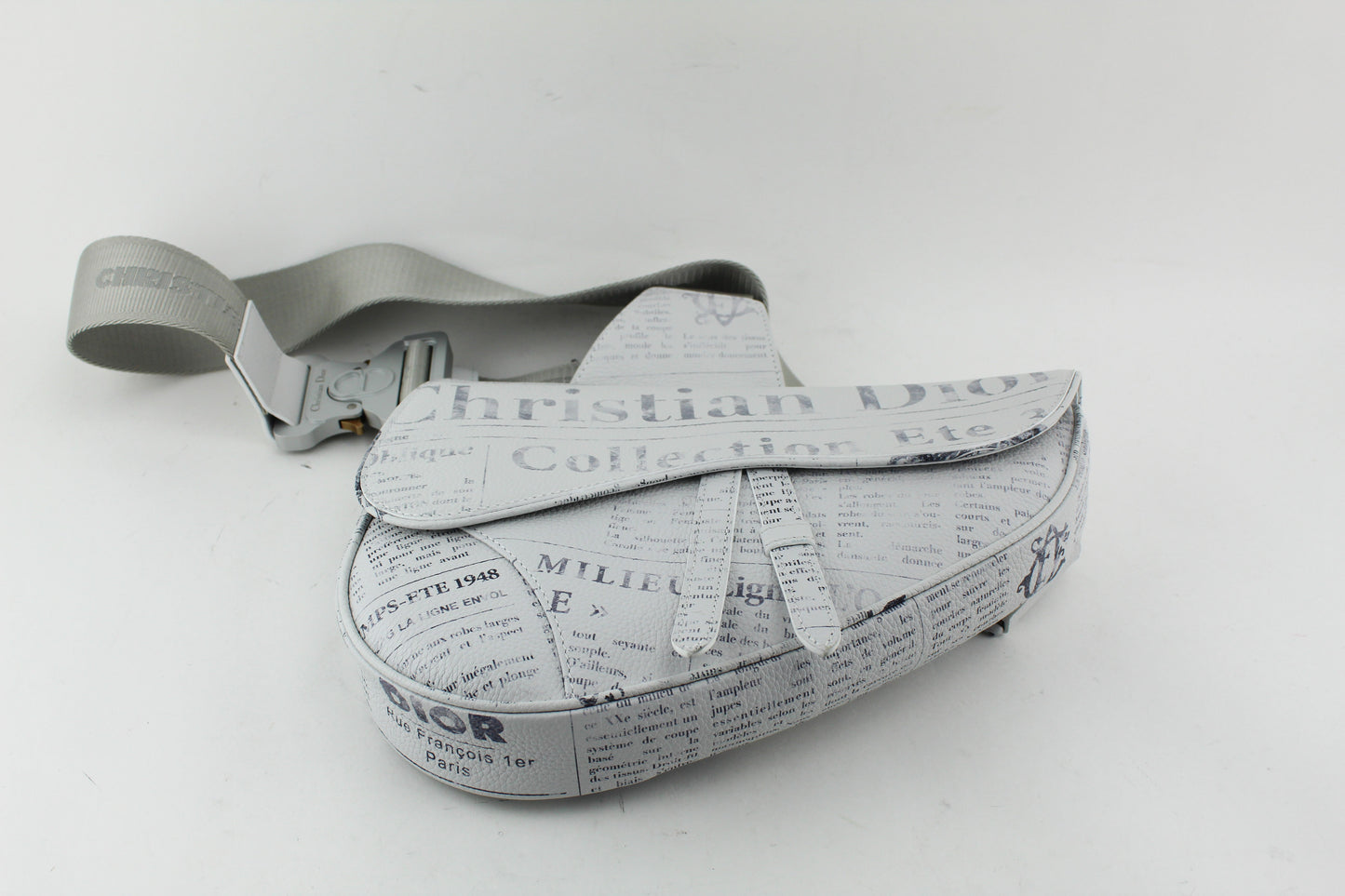 Christian Dior saddle bag White grained calfskin with dior and Daniel Arsham print