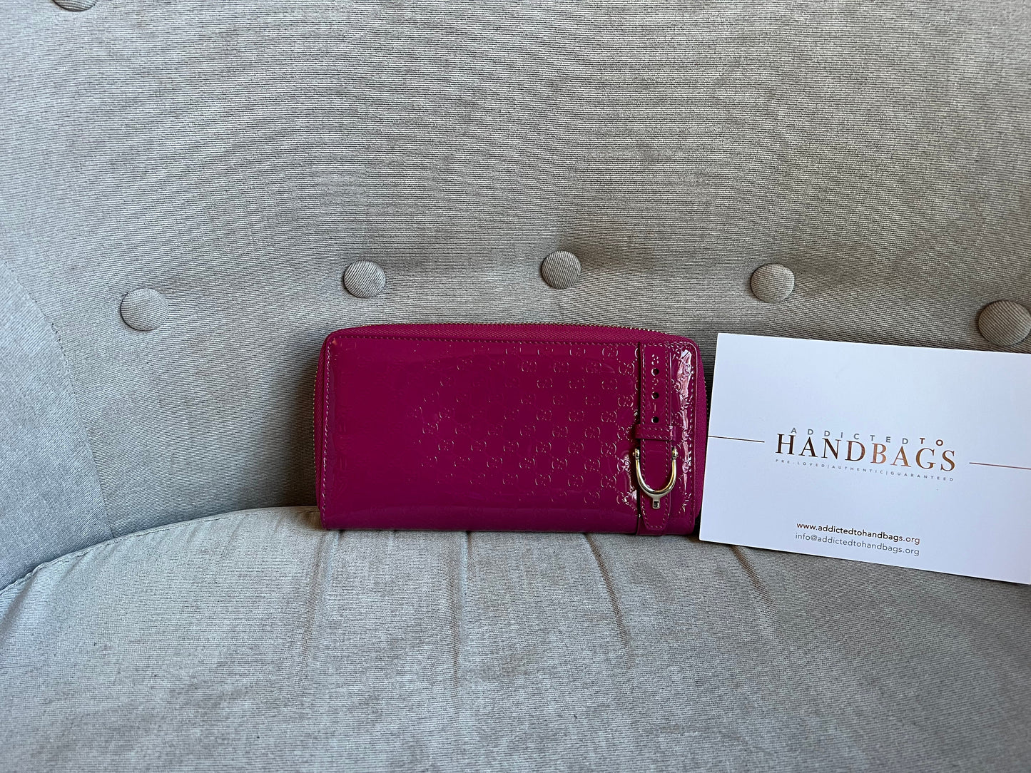 Luxury Gucci Pink Patent Guccissima Print Wallet