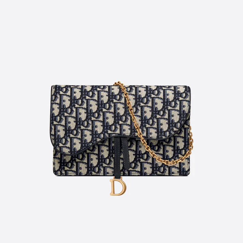 Dior Saddle Pouch in Blue Dior Oblique Jacquard