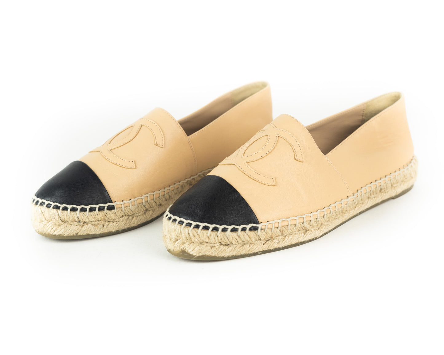 Chanel Lambskin CC Espadrilles nude