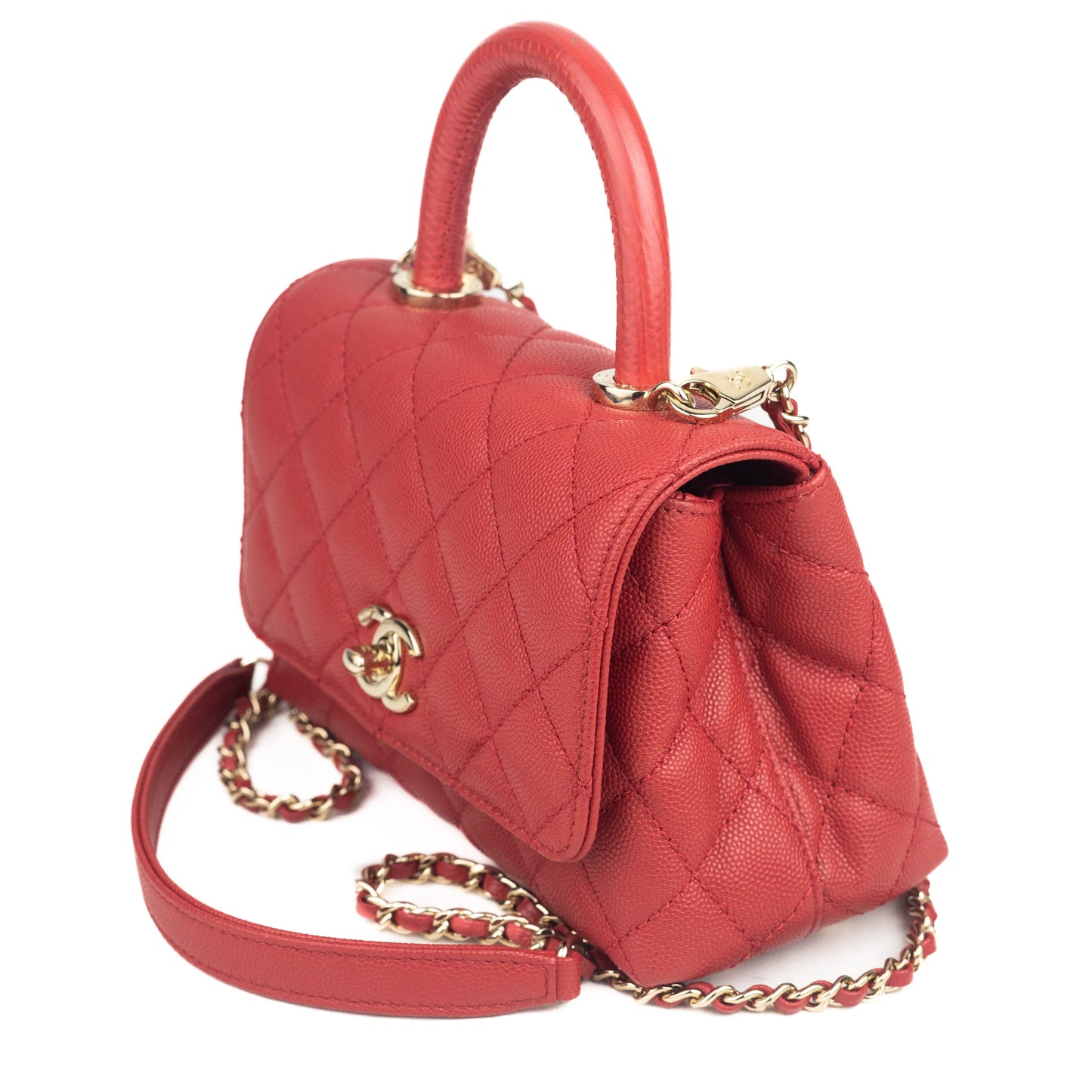 Chanel Coco Handle Mini Flap Bag in red