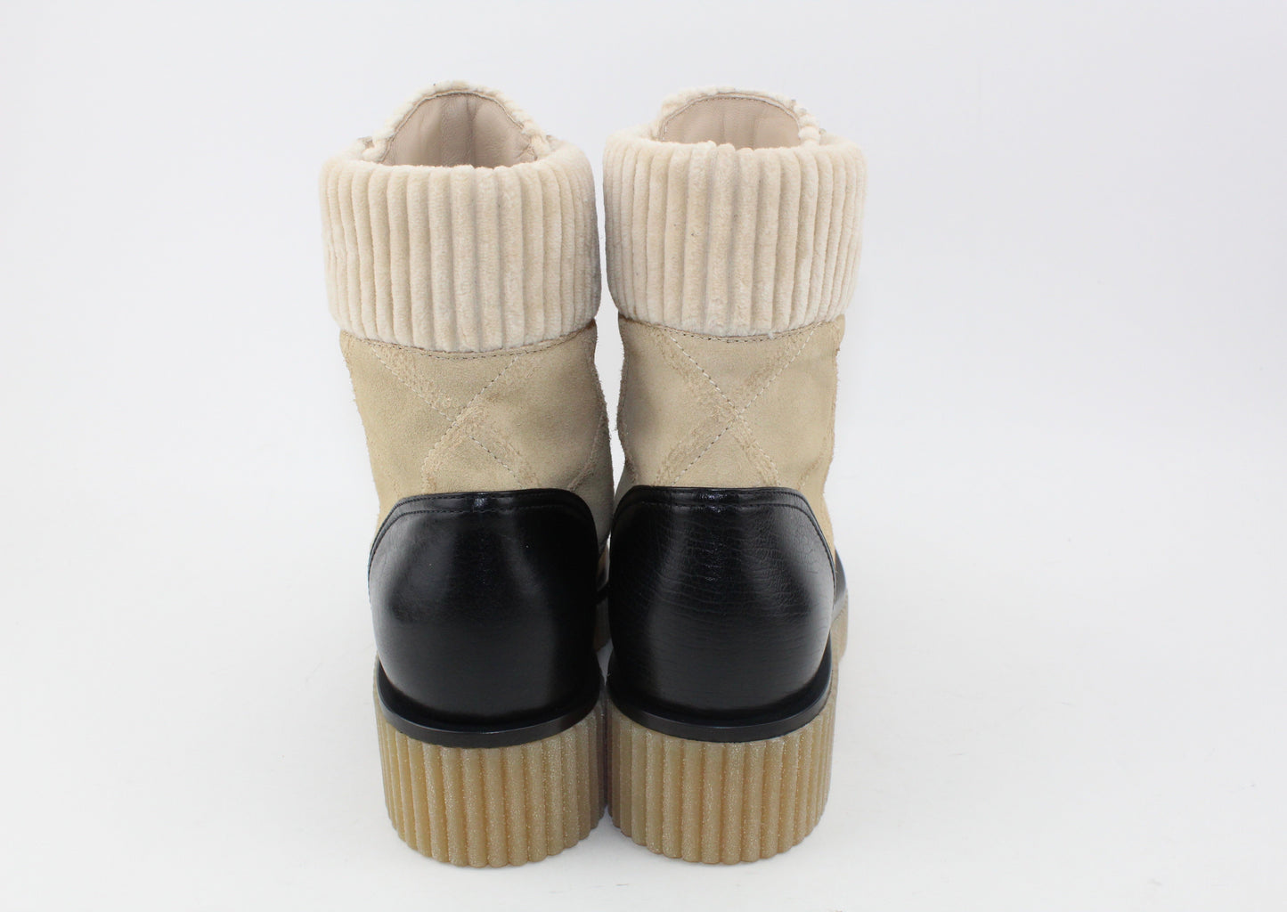 Chanel Lace up suede calfskin boots