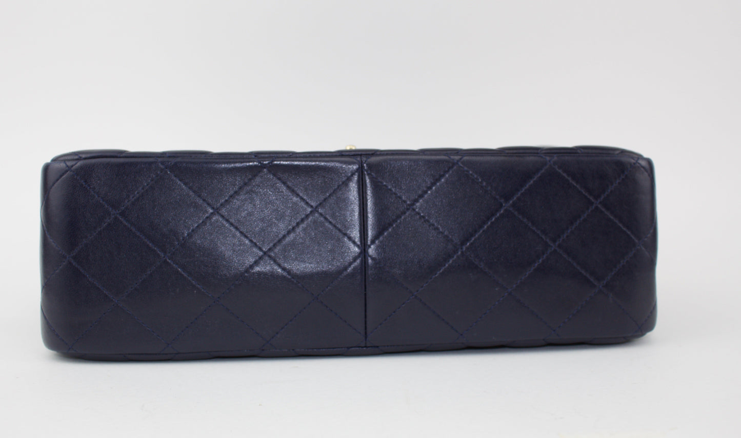 CHANEL LAMBSKIN QUILTED JUMBO DOUBLE FLAP BAG