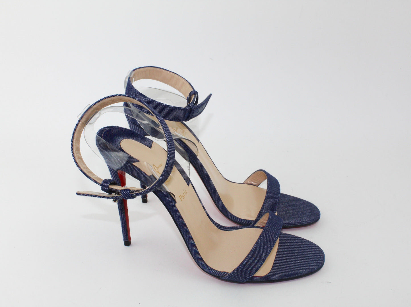 CHRISTIAN LOUBOUTIN JONATINA 100 DENIM PVC