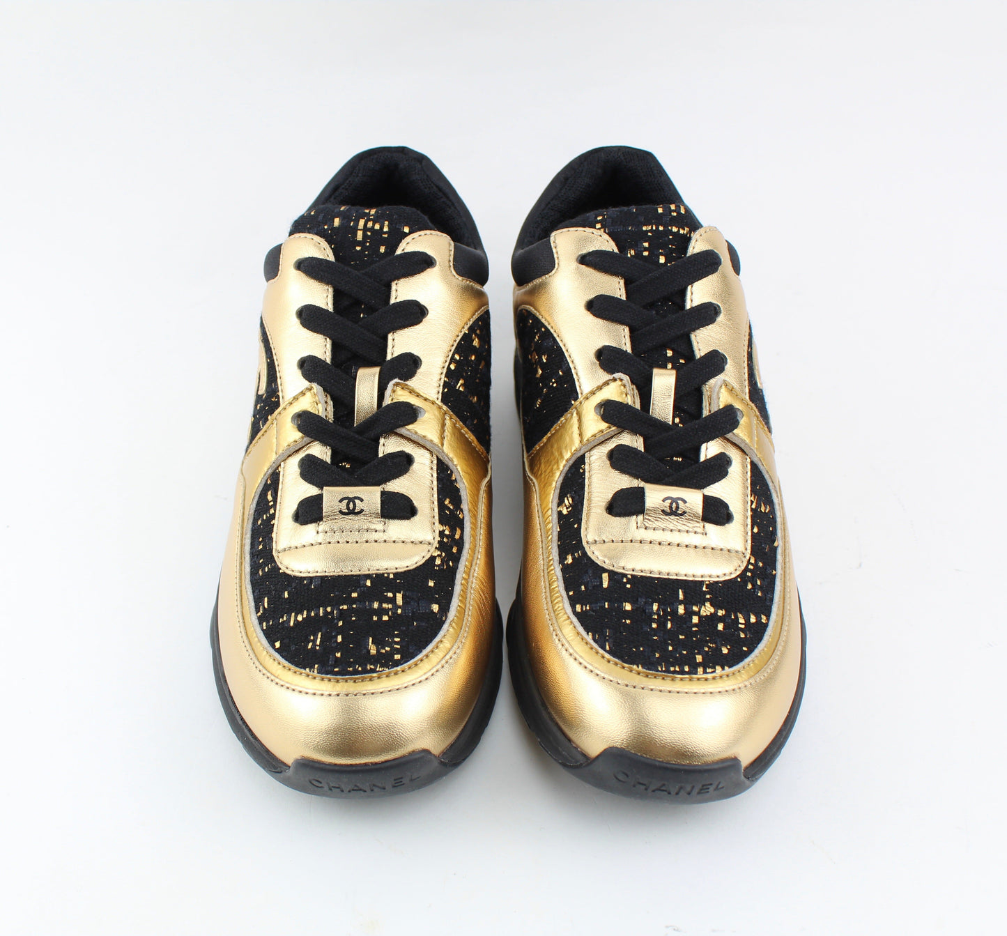 Chanel Cross Trainer Sneakers Black and Gold