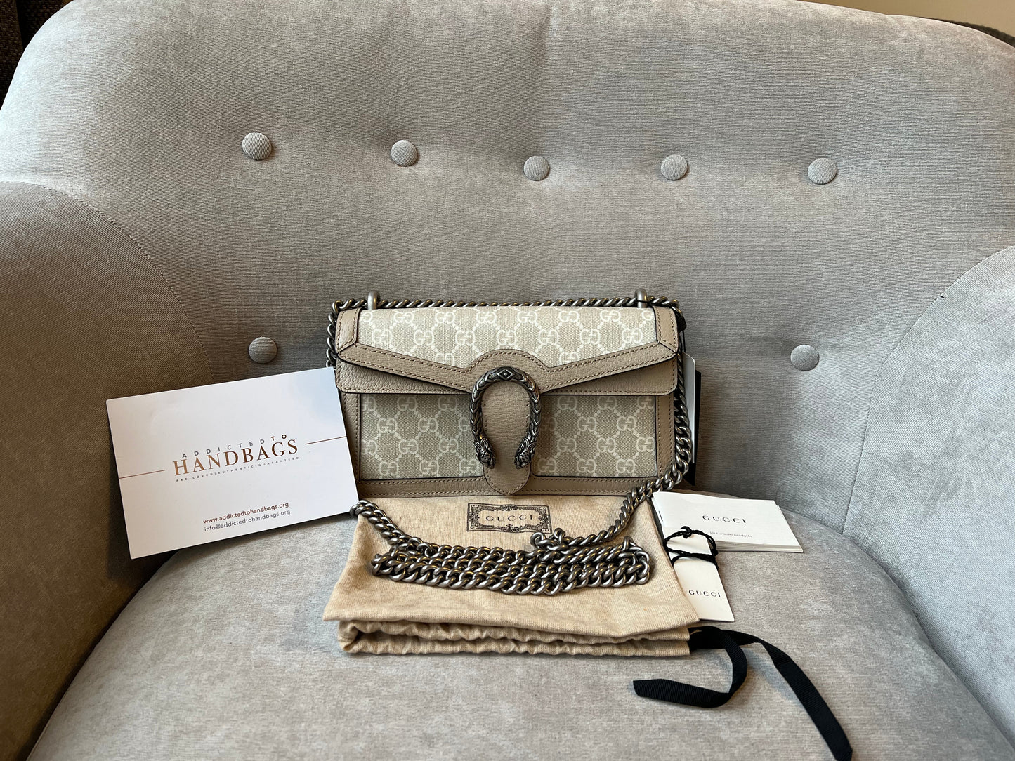 Luxury Gucci Dionysus GG Small Shoulder Bag in White and Beige Canvas ( 2,130)