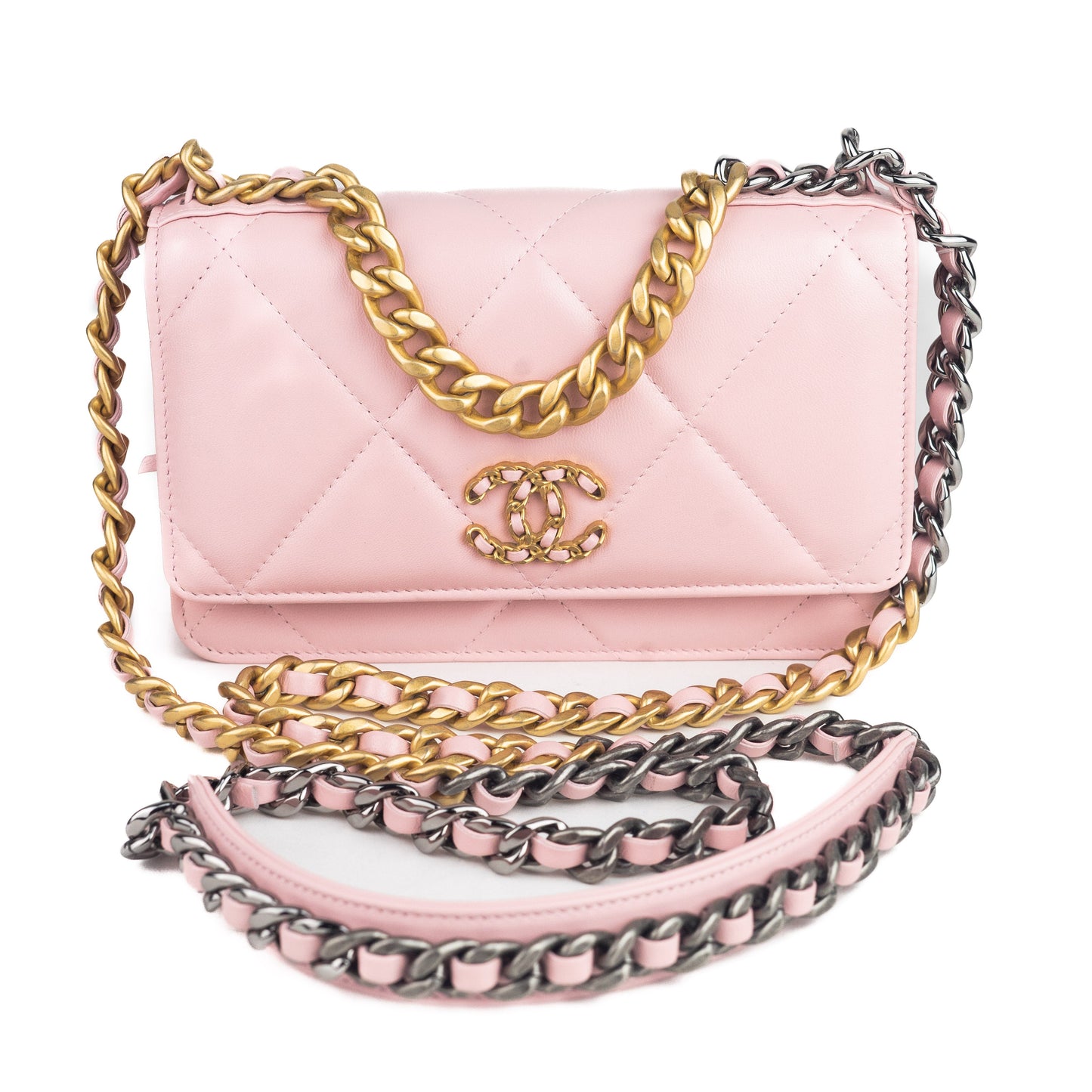 Chanel 19 Wallet on Chain in Pink