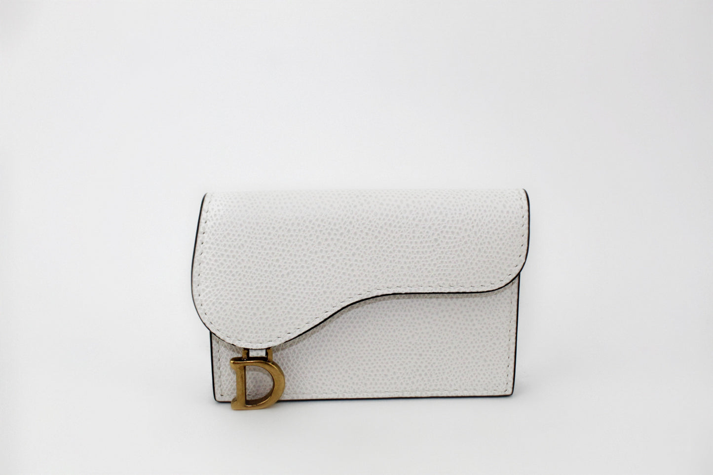 DIOR SADDLE FLAP CARD HOLDER WHITE