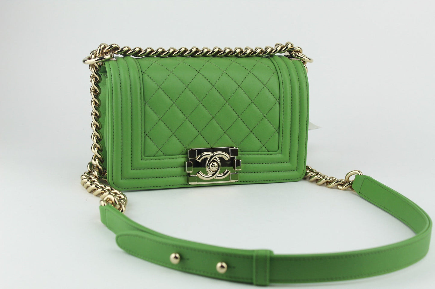 Chanel Small Lambskin Boy Bag Green