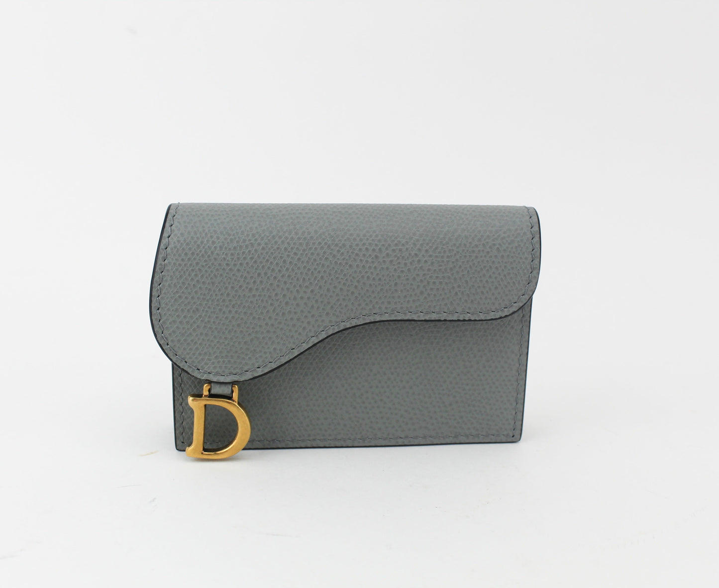 DIOR SADDLE FLAP CARD HOLDER GRAY