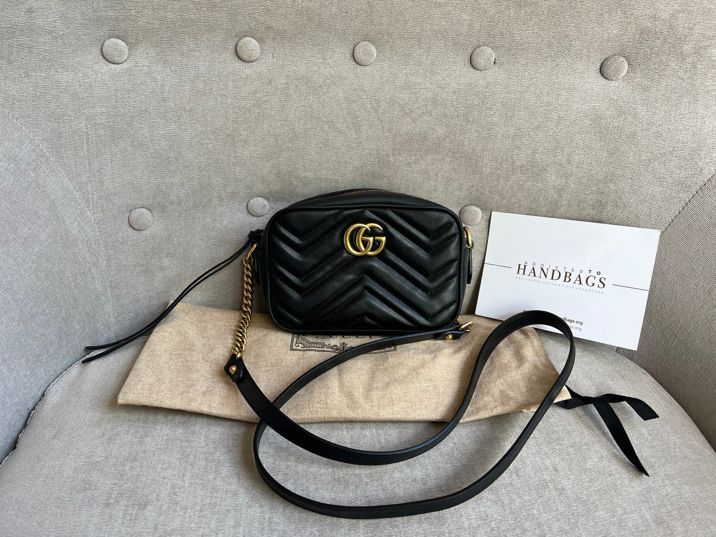 Luxury Gucci GG Black Marmont Mini Shoulder Bag