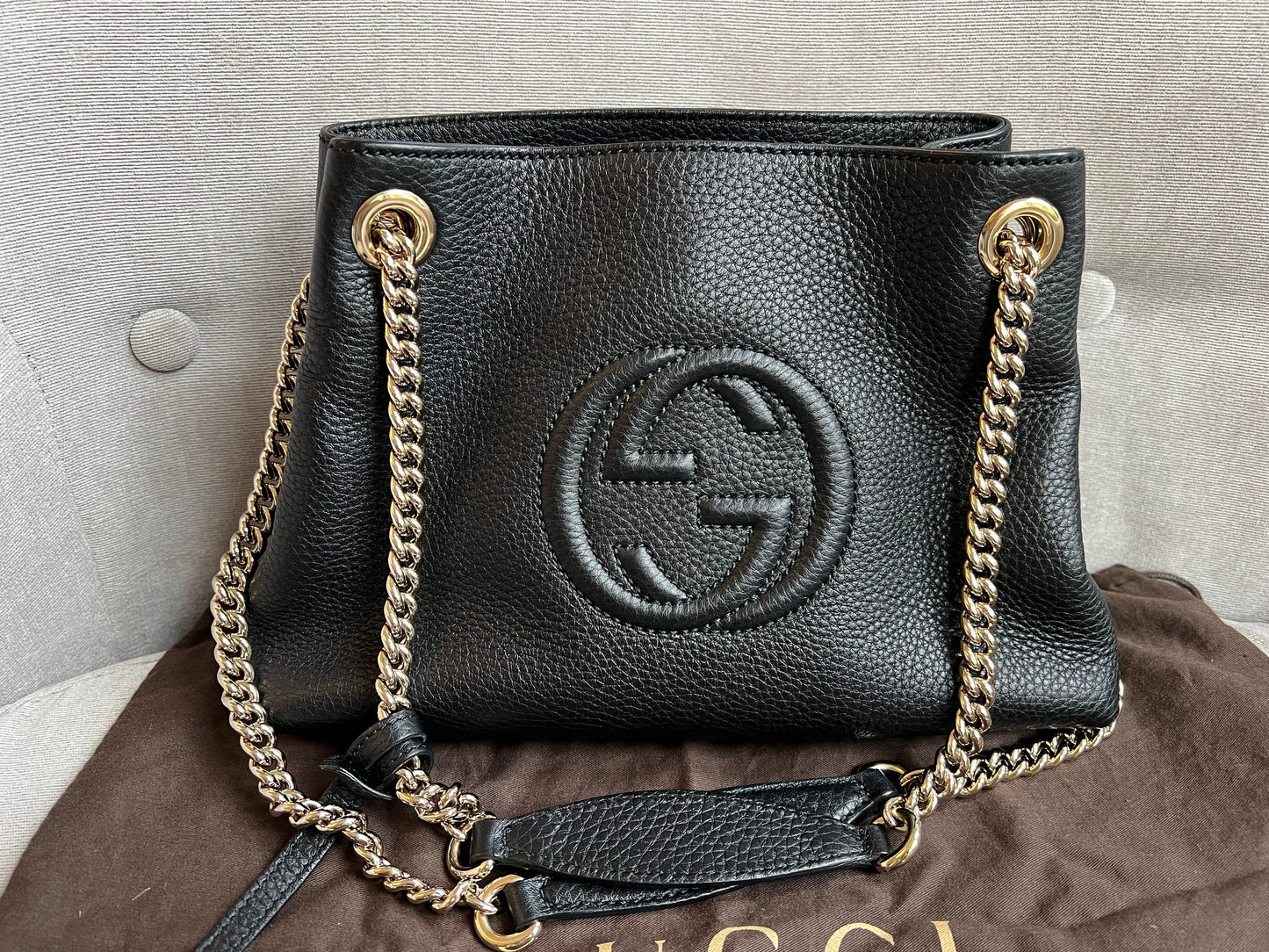 Luxury Gucci Trending 2025 Black Mini Soho Chain Tote