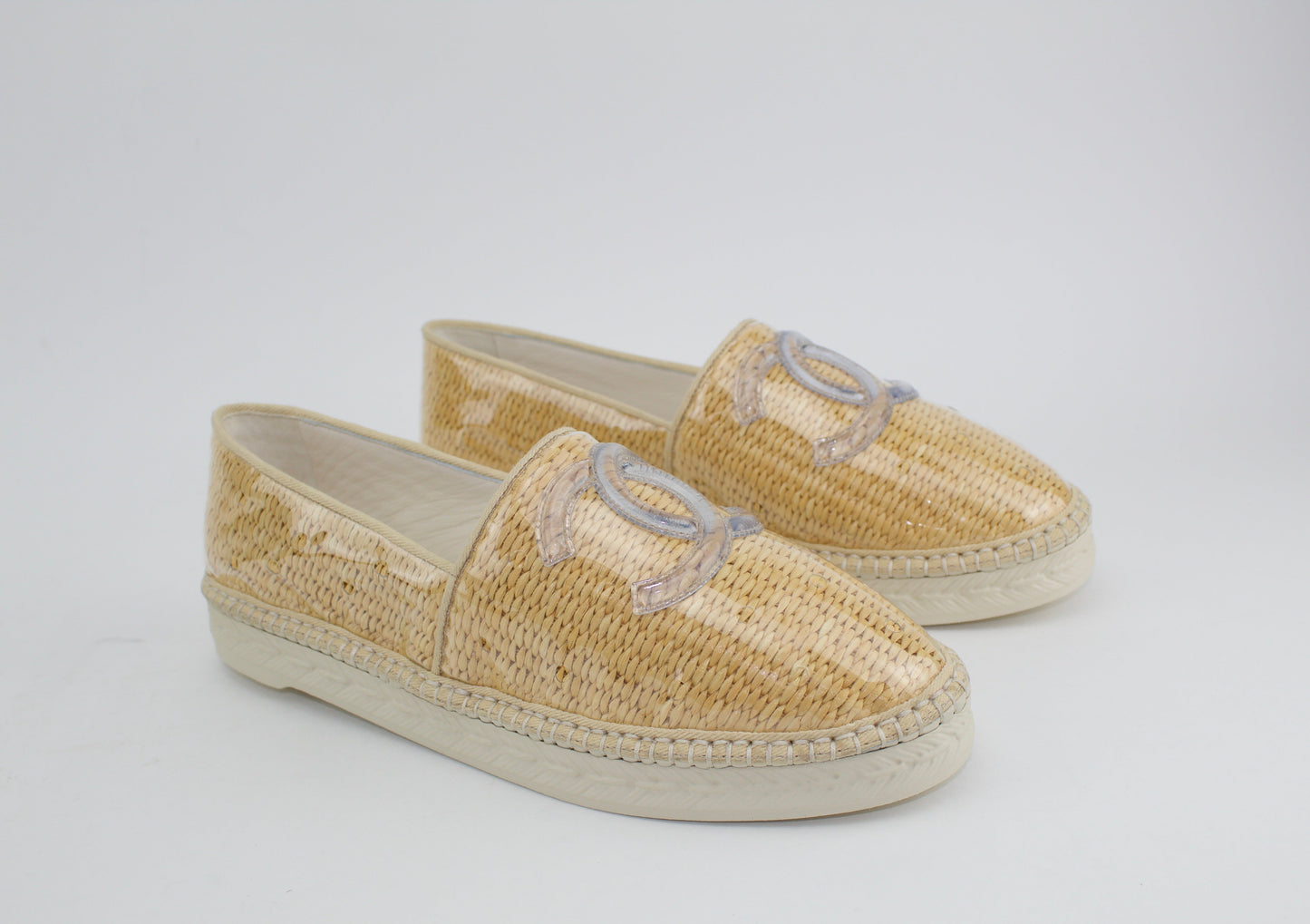CHANEL PVC RAFFIA CC ESPADRILLES