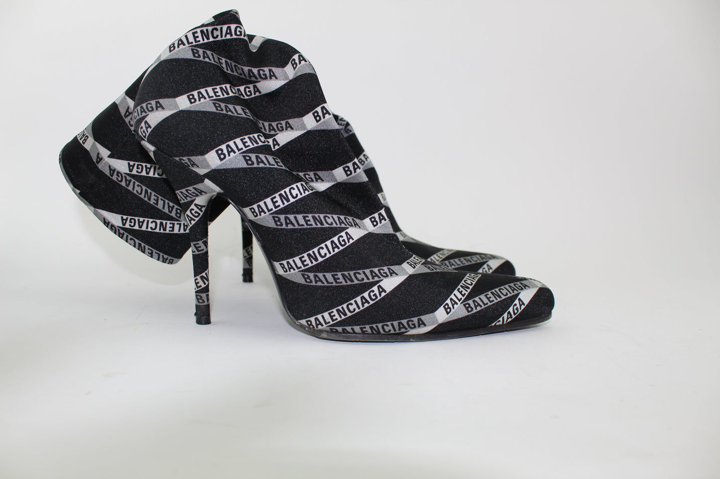 BALENCIAGA 80mm MONOGRAM LOGO SPANDEX BOOTIES