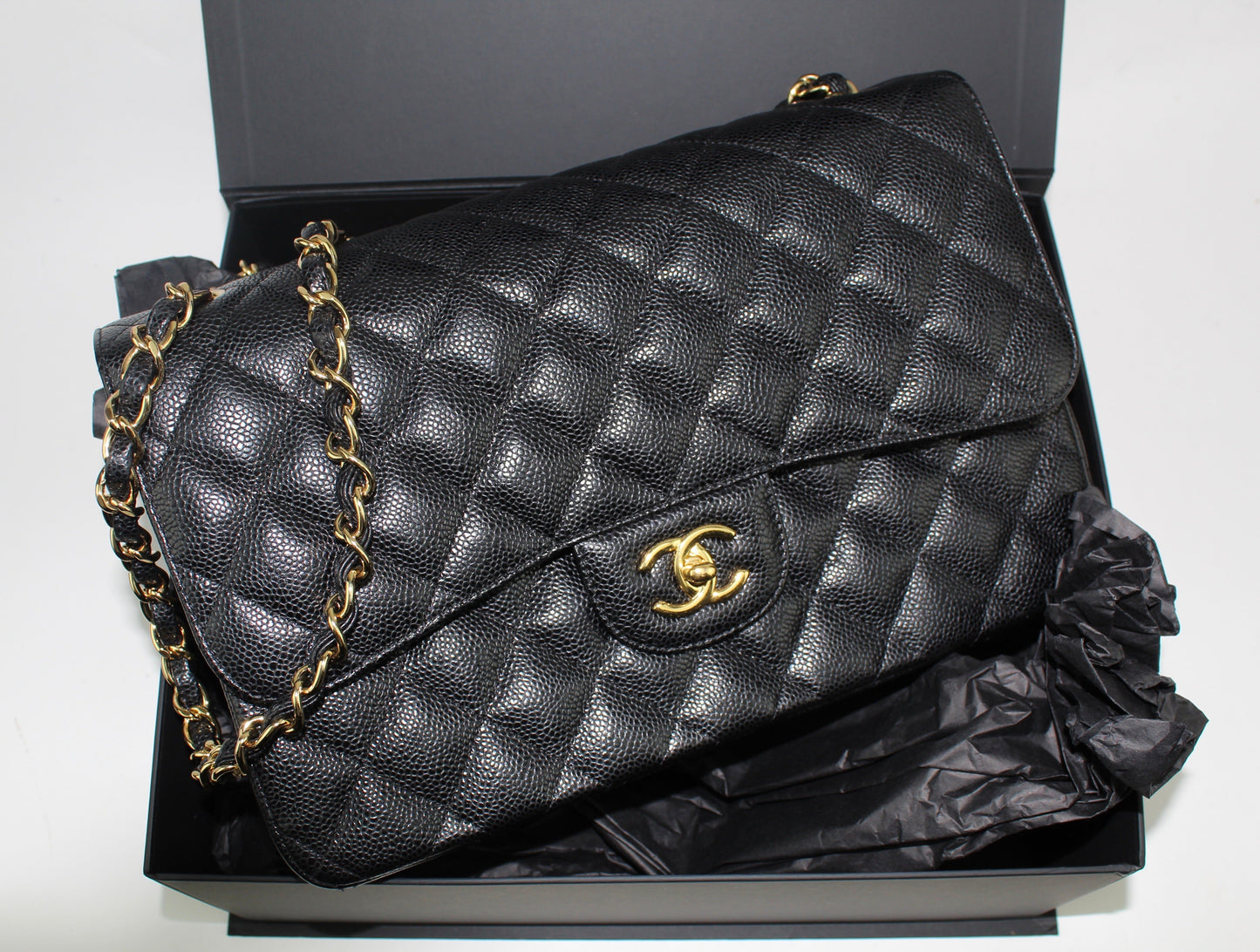 CHANEL CAVIAR DOUBLE FLAP MEDIUM BAG
