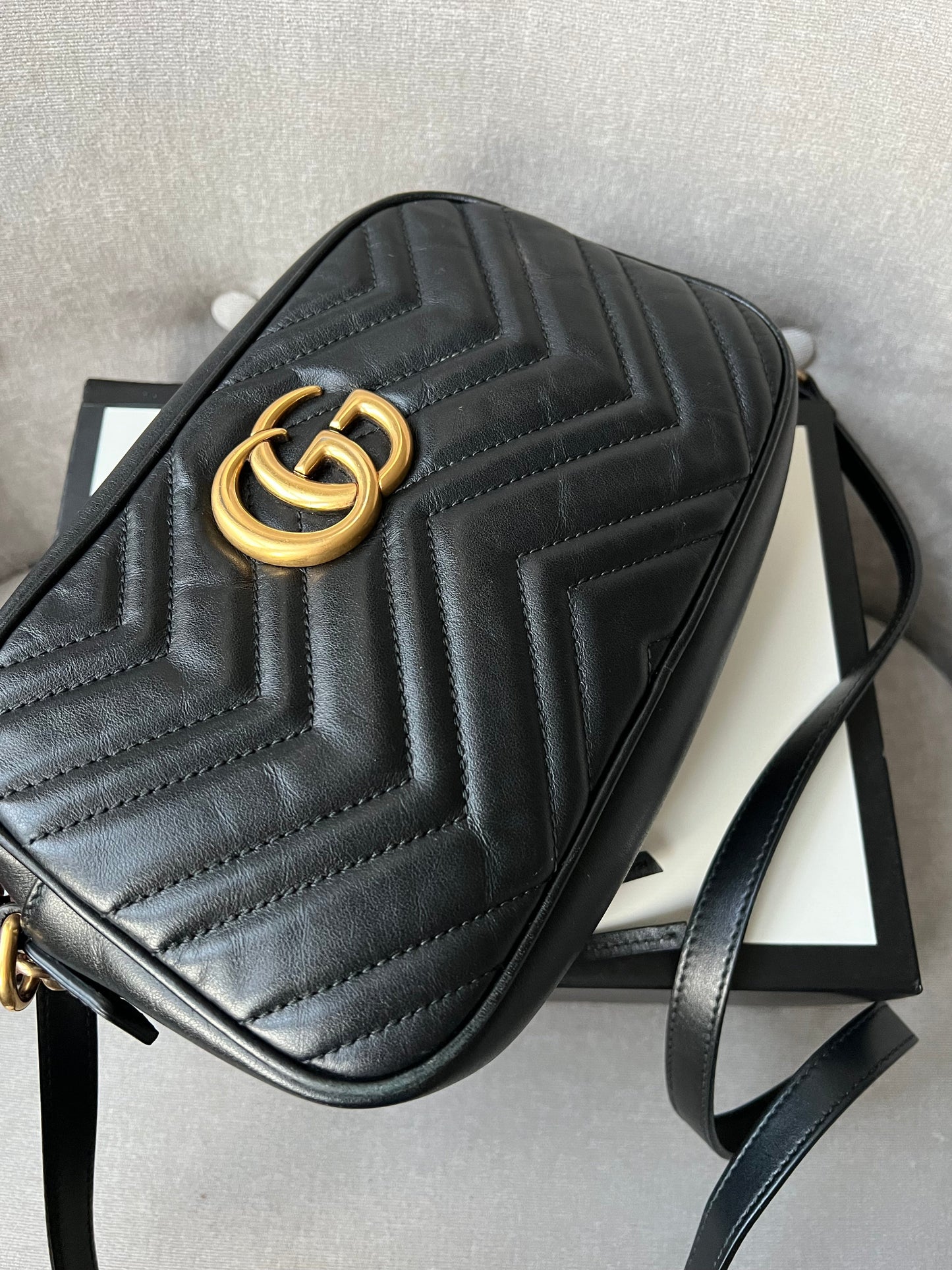 Luxury Gucci GG Black Marmont Small Shoulder Bag ( 1250)