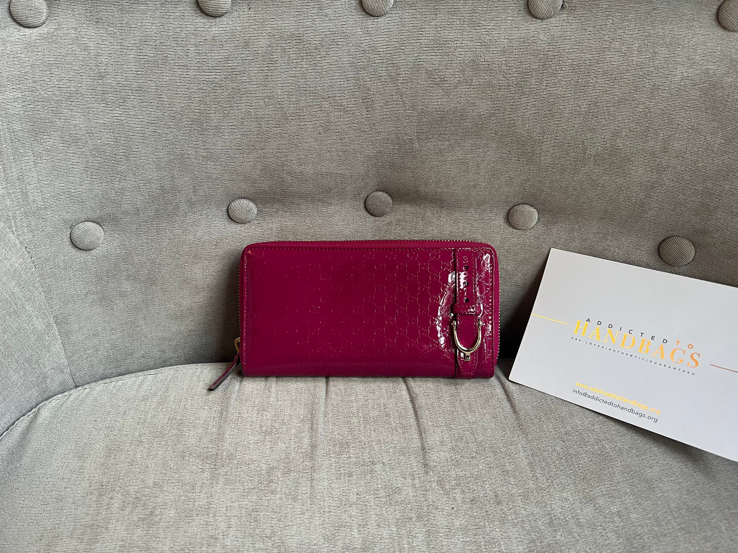 Luxury Gucci Pink Patent Guccissima Print Wallet