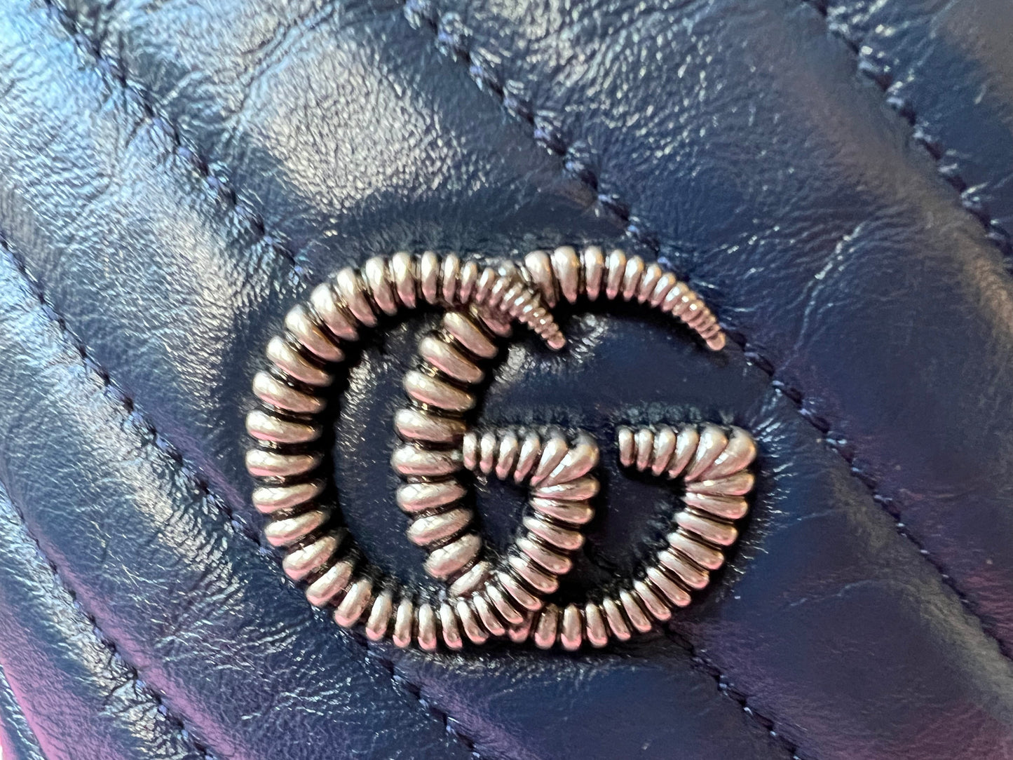 Luxury Gucci GG Navy Torchon Marmont GG Mini Bucket Bag