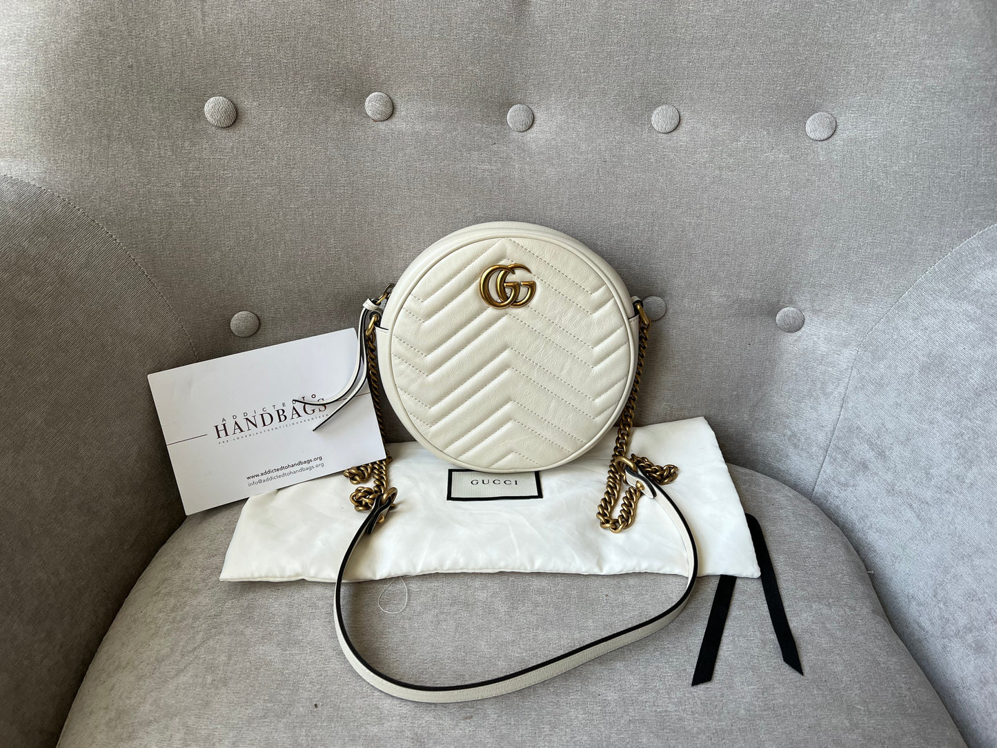 Luxury Gucci GG Round White Marmont Small Shoulder Bag ( 1,160)