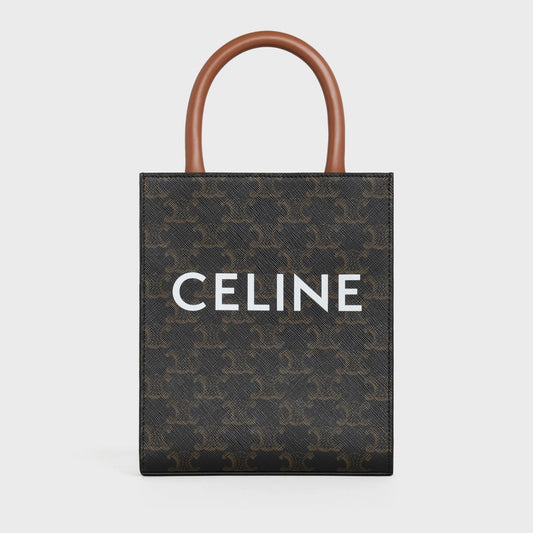 Celine Mini Vertical Cabas in Triomphe Canvas and Calfskin
