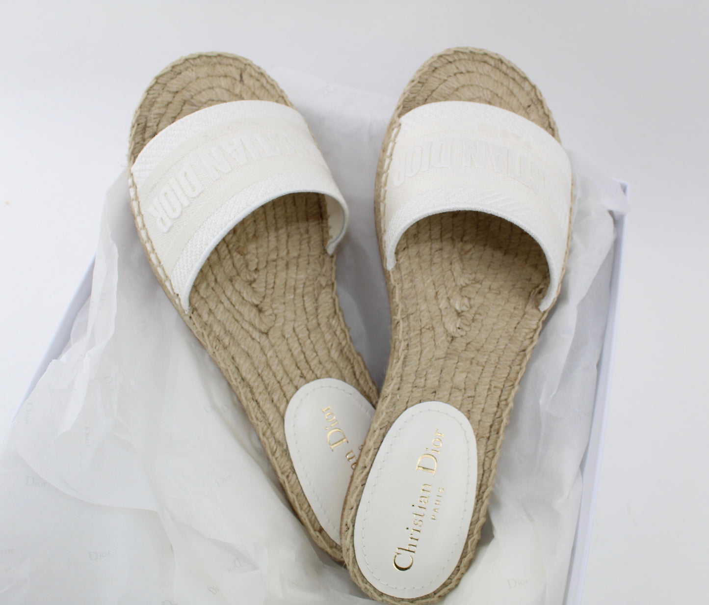 DIOR GRANVILLE OBLIQUE EMBROIDERED COTTON SLIDES