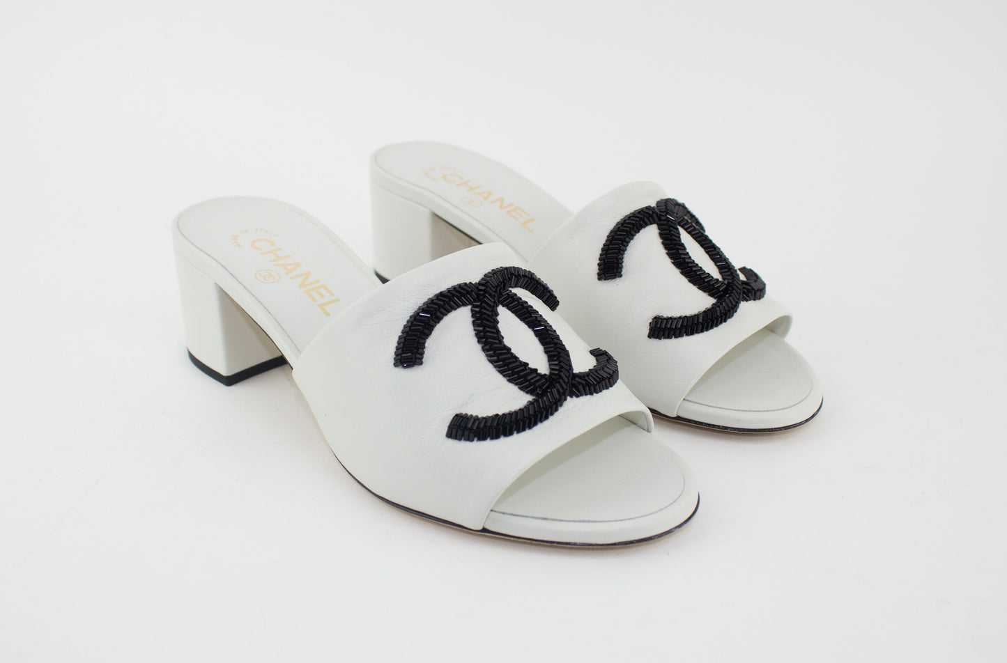 Chanel CC Logo Mule Block Heels