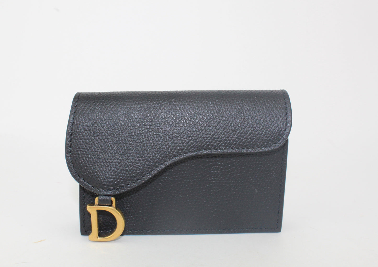 DIOR SADDLE FLAP CARD HOLDER BLACK