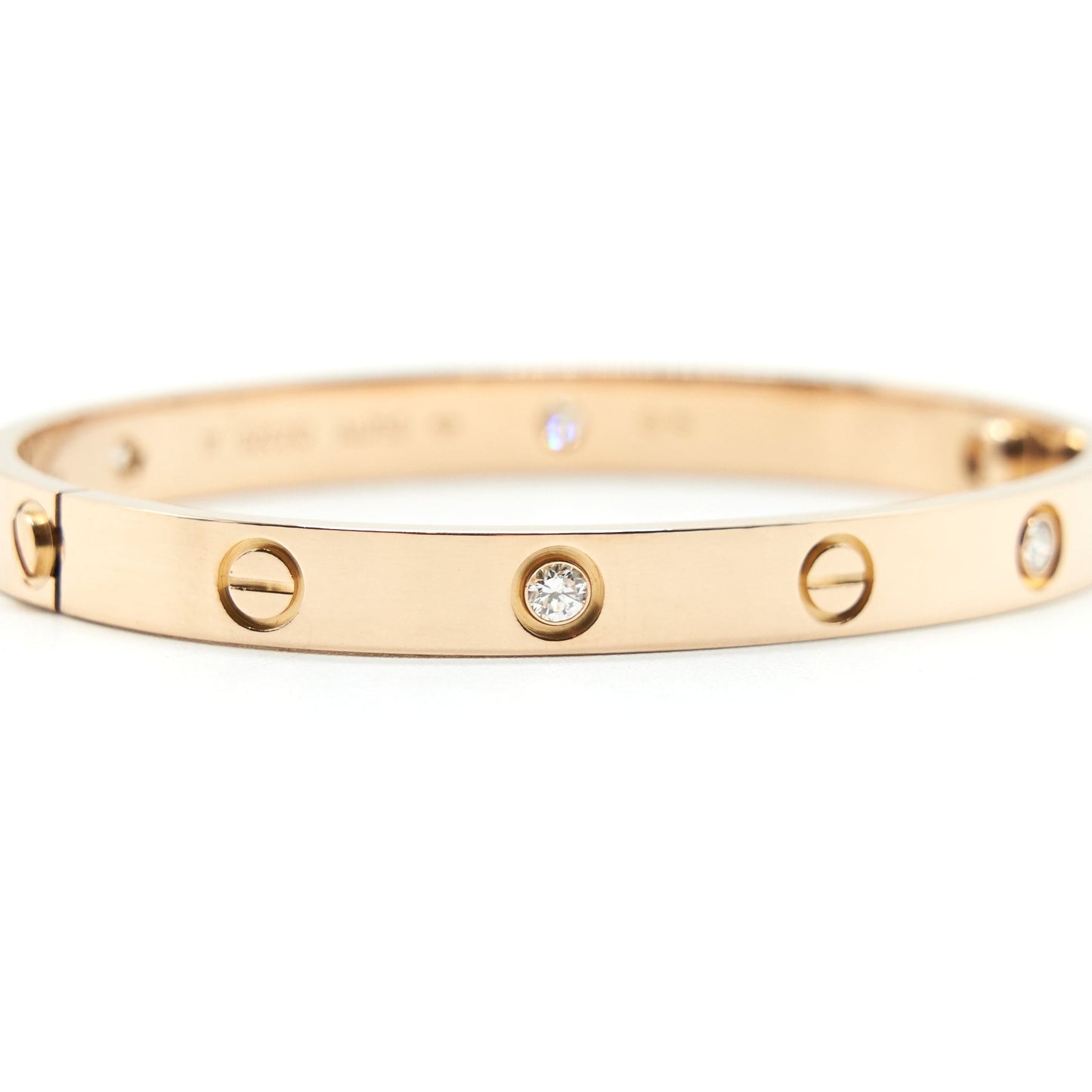 Cartier Size 17 Love Bracelet Rosegold With 4 Diamonds