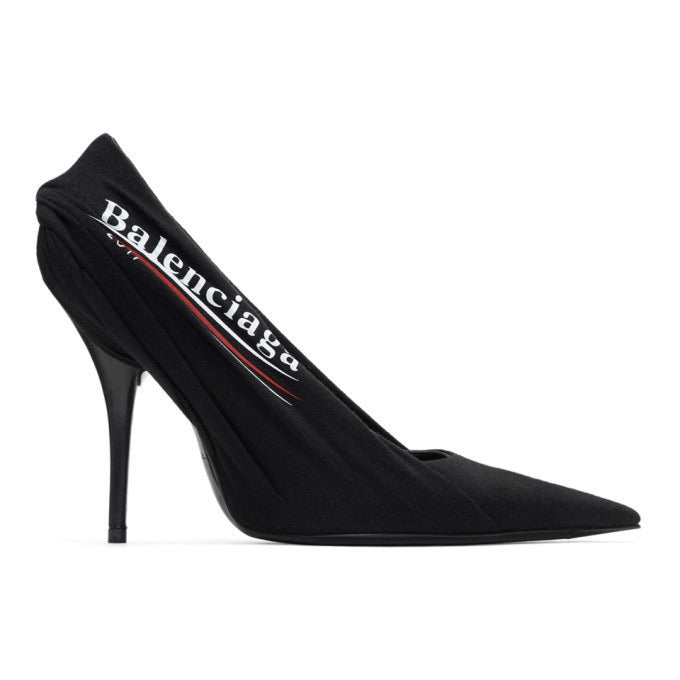 Balenciaga black campaign logo knife heels