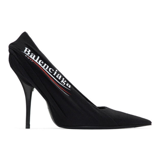 Balenciaga black campaign logo knife heels