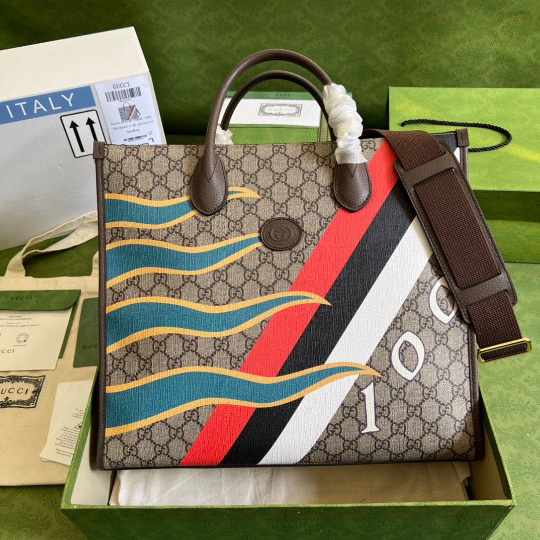 Luxury Gucci Medium Tote Bag With Geometric Print