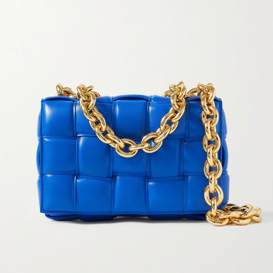 Bottega Veneta Chain Cassette Padded Leather Shoulder Bag in Cobalt blue