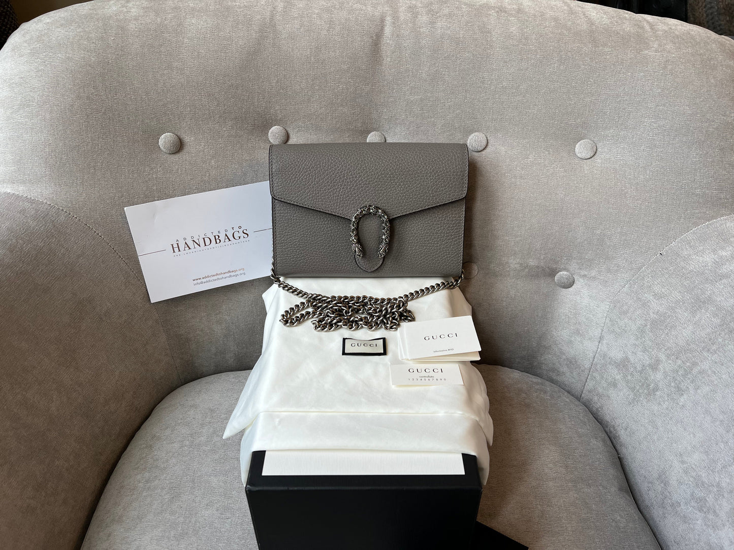 Luxury Gucci Dionysus Grey Mini Chain Bag ( 1340)