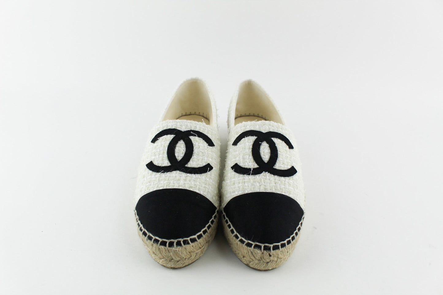Chanel Espadrilles Tweed Ivory and Black