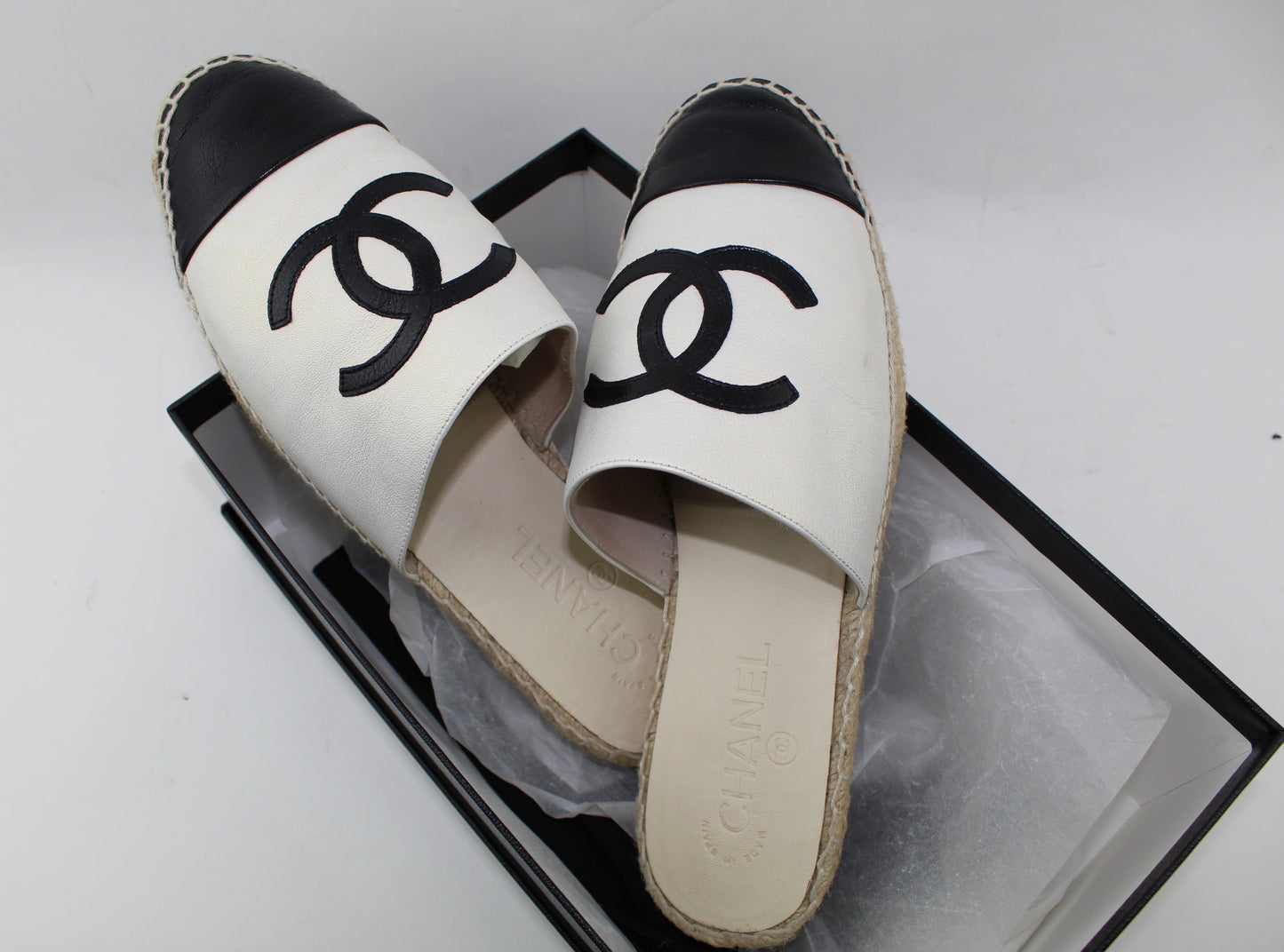 CHANEL IRIDESCENT ESPADRILLE MULES