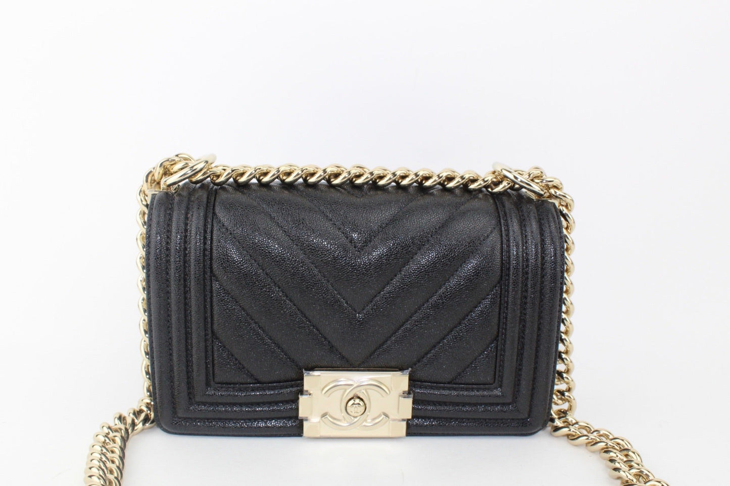 Chanel Chevron Small Boy Bag Black