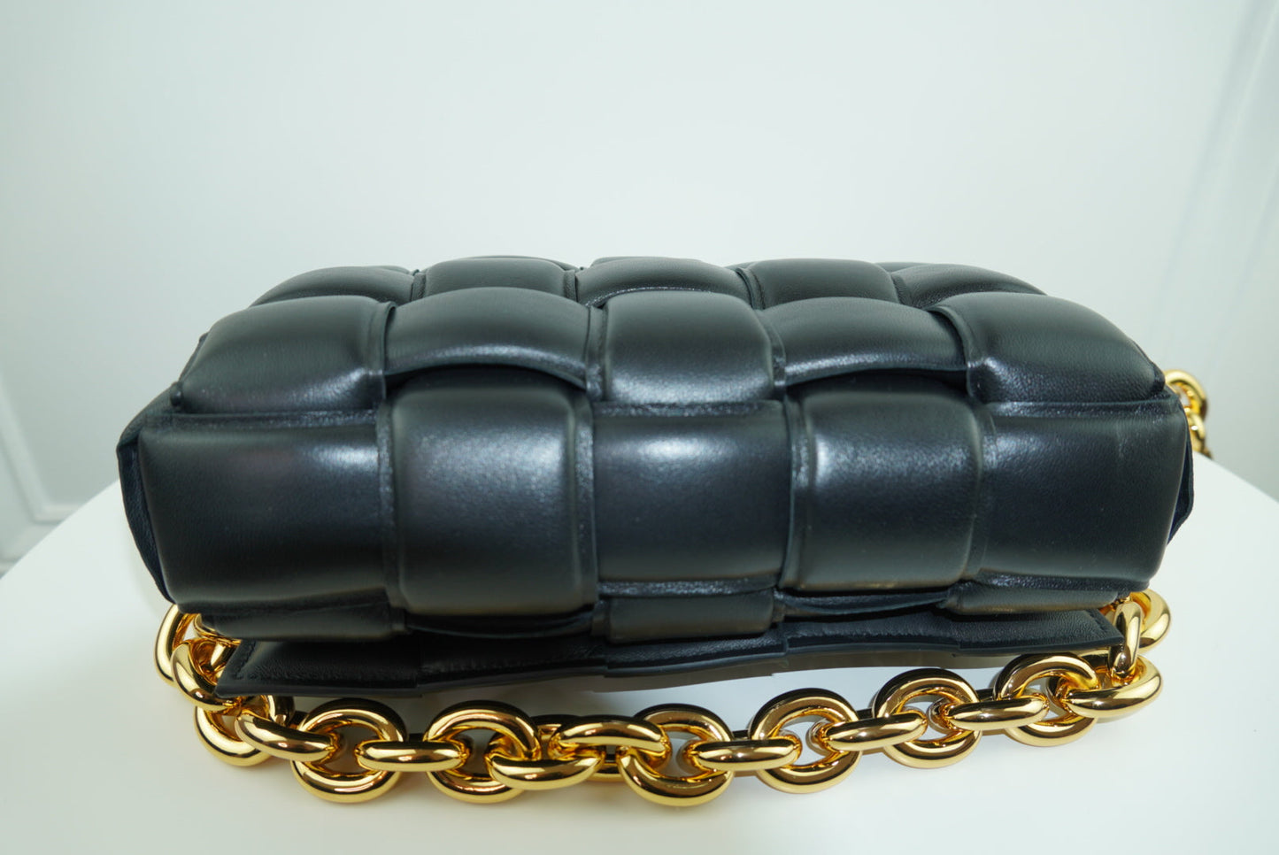 Bottega Veneta Chain Cassette Padded Leather Shoulder Bag in Black