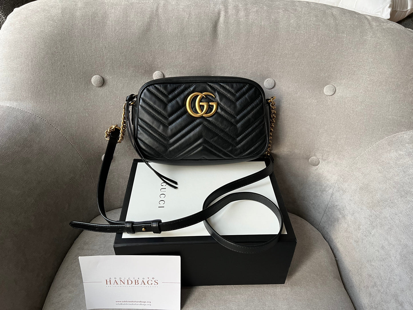 Luxury Gucci GG Black Marmont Small Shoulder Bag ( 1250)