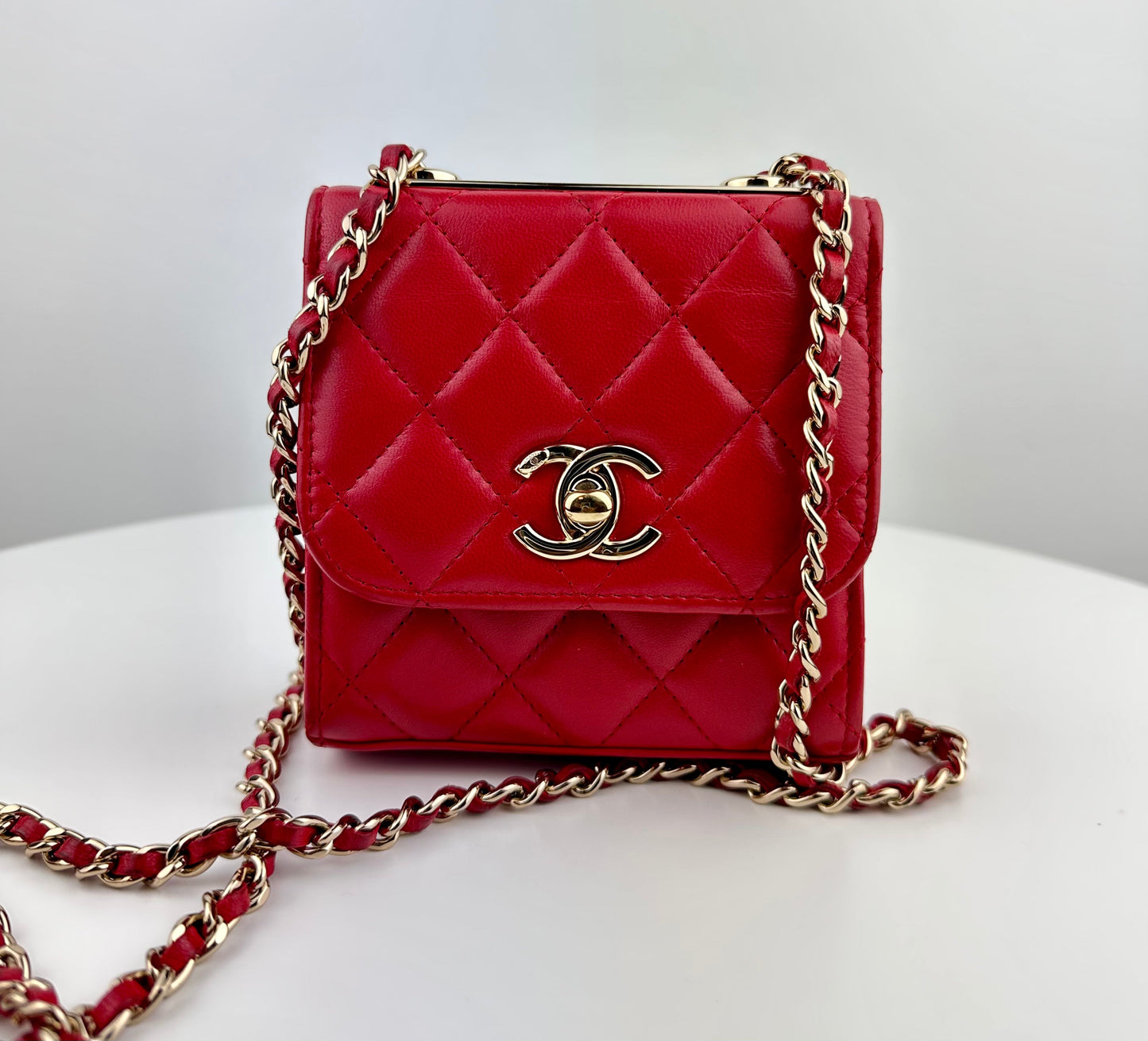 Chanel Lambskin Quilted Mini Trendy CC Clutch With Chain