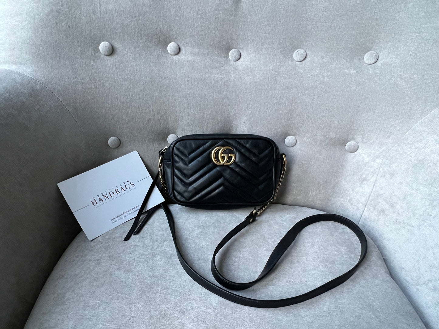 Luxury Gucci GG Black Marmont Mini Shoulder Bag ( 1,160)