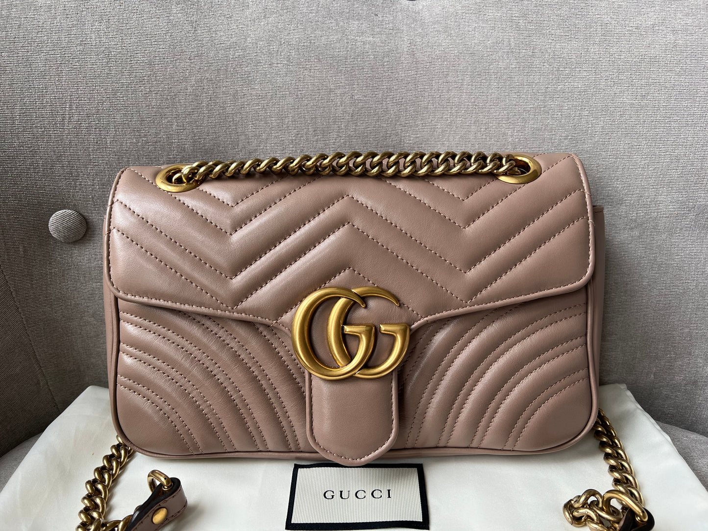 Luxury Gucci GG Dusty Pink Marmont Small Shoulder Bag ( 1800)