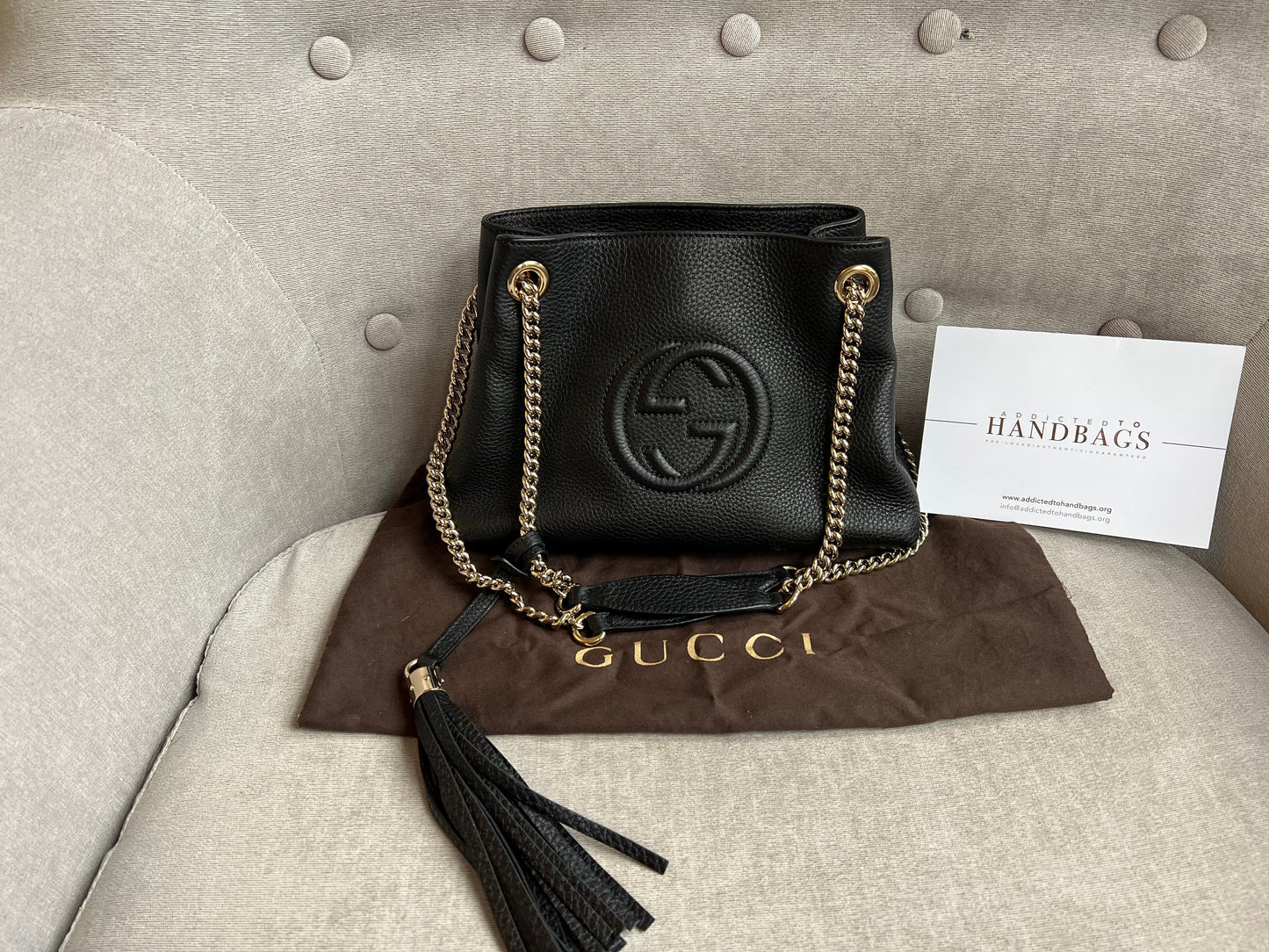 Luxury Gucci Trending 2025 Black Mini Soho Chain Tote